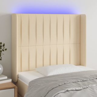 LED-voodipeats, kreemjas, 93x16x118/128 cm, kangas