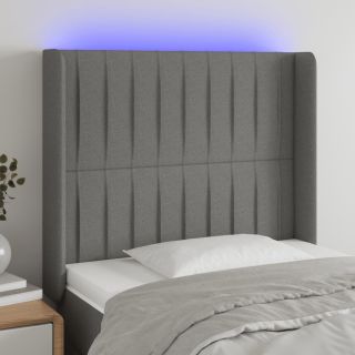Изголовье со светодиодной подсветкой, темно-серое, 103x16x118/128 см, ткань