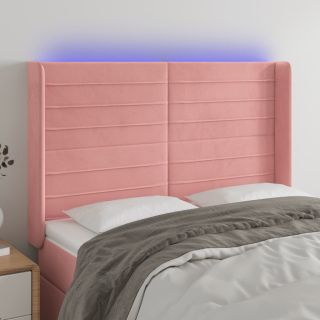LED-voodipeats, roosa, 147x16x118/128 cm, samet
