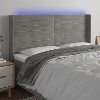 LED-voodipeats, helehall, 163x16x118/128 cm, samet