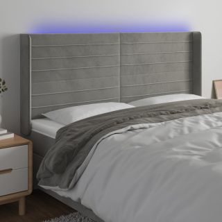LED-voodipeats, helehall, 203x16x118/128 cm, samet