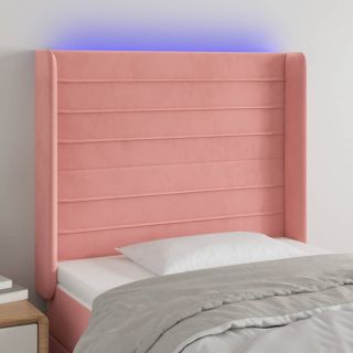 LED-voodipeats, roosa, 83x16x118/128 cm, samet