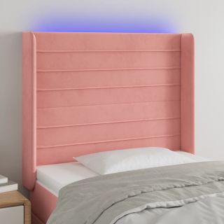 LED-voodipeats, roosa, 93x16x118/128 cm, samet