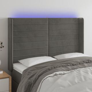 LED-voodipeats, tumehall, 147x16x118/128 cm, samet