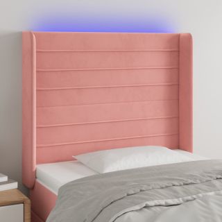 LED-voodipeats, roosa, 103x16x118/128 cm, samet