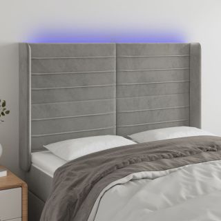 LED-voodipeats, helehall, 147x16x118/128 cm, samet