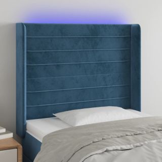 LED-voodipeats, tumesinine, 103x16x118/128 cm, samet