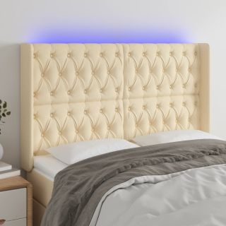 LED-voodipeats, kreemjas, 163x16x118/128 cm, kangas