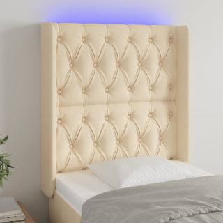 LED-voodipeats, kreemjas, 83x16x118/128 cm, kangas