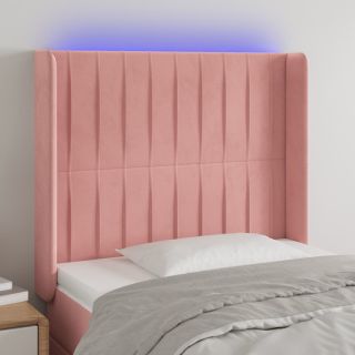 LED-voodipeats, roosa, 83x16x118/128 cm, samet