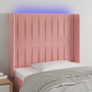 LED-voodipeats, roosa, 103x16x118/128 cm, samet