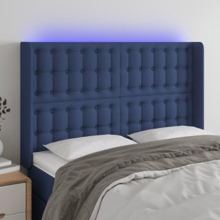 LED-voodipeats, sinine, 147x16x118/128 cm, kangas
