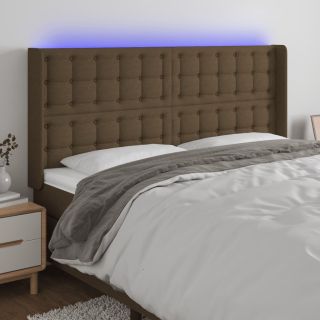 LED-voodipeats, tumepruun, 163x16x118/128 cm, kangas