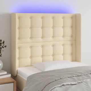 LED-voodipeats, kreemjas, 93x16x118/128 cm, kangas