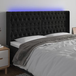 LED-voodipeats, must, 183x16x118/128 cm, samet