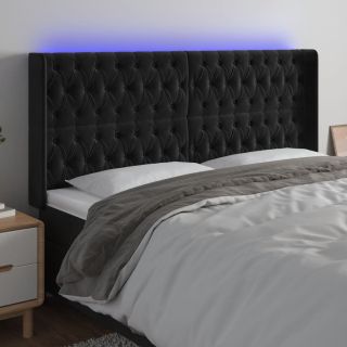LED-voodipeats, must, 203x16x118/128 cm, samet
