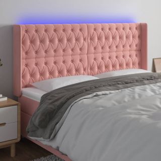 LED-voodipeats, roosa, 203x16x118/128 cm, samet