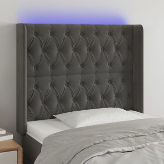 LED-voodipeats, tumehall, 103x16x118/128 cm, samet