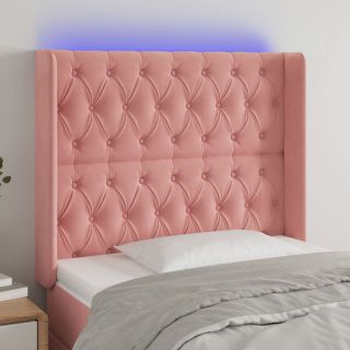 LED-voodipeats, roosa, 93x16x118/128 cm, samet