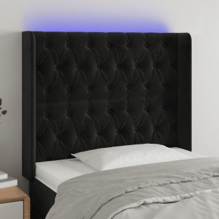 LED-voodipeats, must, 103x16x118/128 cm, samet