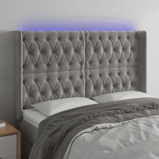 LED-voodipeats, helehall, 147x16x118/128 cm, samet