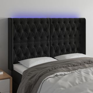 LED-voodipeats, must, 147x16x118/128 cm, samet