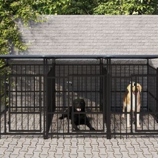 Клетка для собак с крышей, сталь, 5,63 м²