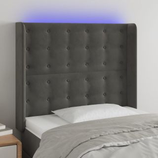 Изголовье со светодиодной подсветкой, темно-серое, 103x16x118/128 см, бархат