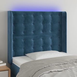 LED-voodipeats, tumesinine, 103x16x118/128 cm, samet