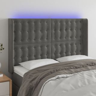 LED-voodipeats, tumehall, 147x16x118/128 cm, samet