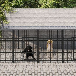 Клетка для собак с крышей, сталь, 7,51 м²