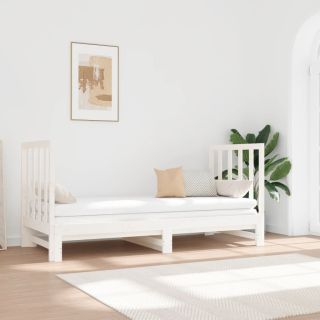 väljatõmmatav päevavoodi, valge, 2 x (90x190) cm, männipuit