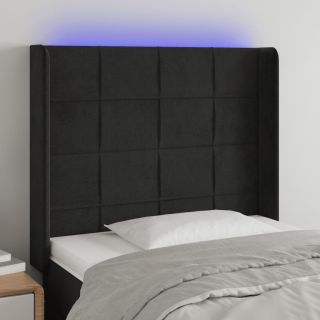LED-voodipeats, must, 93x16x118/128 cm, samet