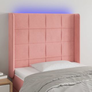 LED-voodipeats, roosa, 103x16x118/128 cm, samet