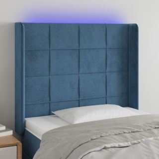 LED-voodipeats, tumesinine, 103x16x118/128 cm, samet