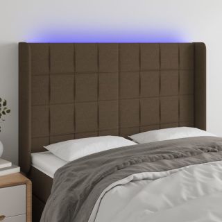 LED-voodipeats, tumepruun, 147x16x118/128 cm, kangas