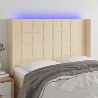 LED-voodipeats, kreemjas, 147x16x118/128 cm, kangas
