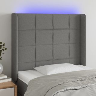 Изголовье со светодиодной подсветкой, темно-серое, 103x16x118/128 см, ткань
