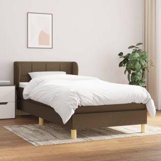 континентальная кровать с матрасом, темно-коричневая, 90x200 см, ткань