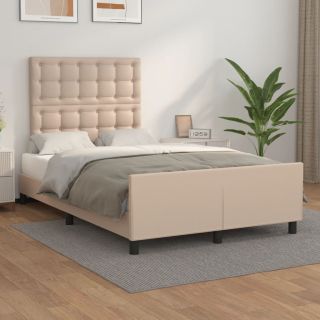 каркас кровати с изголовьем, капучино, 120 x 200 см, искусственная кожа