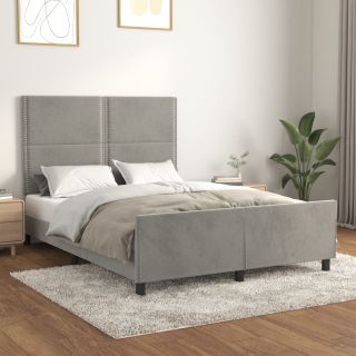 voodiraam ilma madratsita, helehall, 140x190 cm, samet