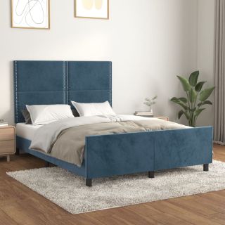 Voodiraam ilma Madratsita Tumesinine 140x190 cm samet