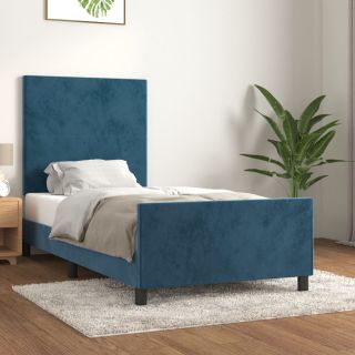 Voodiraam ilma Madratsita Tumesinine 100x200 cm samet