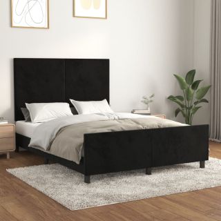 voodiraam ilma madratsita, must, 140x190 cm, samet