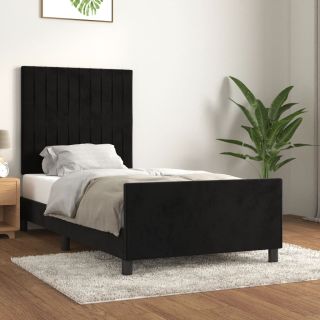 voodiraam peatsiga, must, 90x190 cm, samet