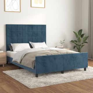 Voodiraam ilma Madratsita Tumesinine 140x200 cm samet