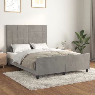 voodiraam ilma madratsita, helehall, 140x190 cm, samet