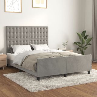 voodiraam ilma madratsita, helehall, 140x190 cm, samet