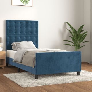 Voodiraam ilma madratsita, tumesinine, 80x200 cm samet