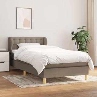 континентальная кровать с матрасом, коричневато-серая, 90x200 см, ткань